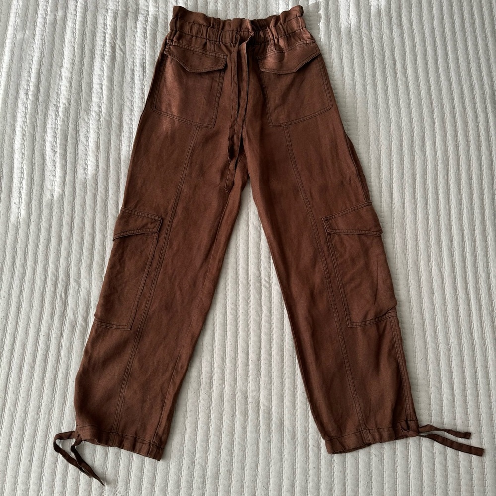 Mango Linen Cargo Pants